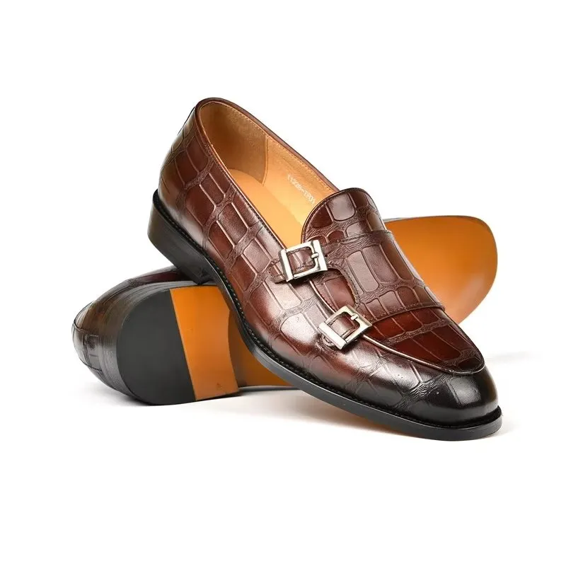 LuxeTex Exotic Texture Modish Monkstrap Dress Shoes