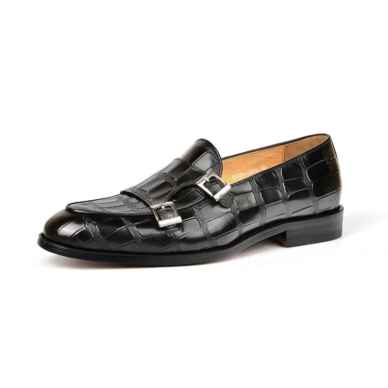 LuxeTex Exotic Texture Modish Monkstrap Dress Shoes