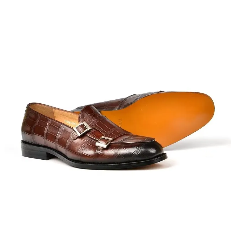 LuxeTex Exotic Texture Modish Monkstrap Dress Shoes