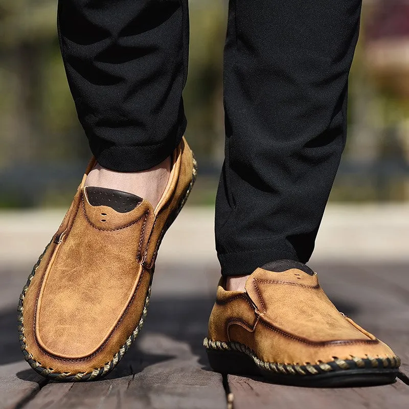 Man's vintage fashion joker leather leisure flat loafers