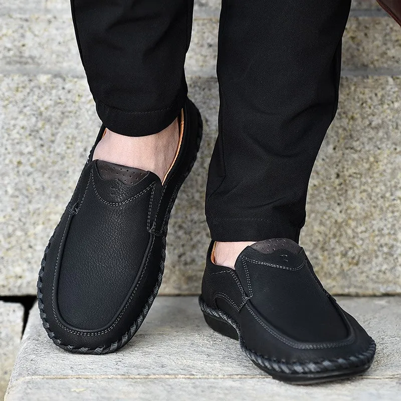 Man's vintage fashion joker leather leisure flat loafers