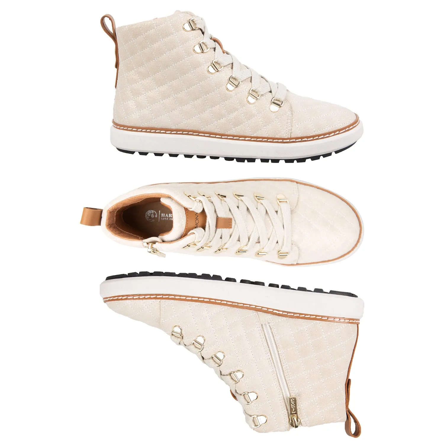 Melissa High-Top • Quilted Gold Crème Suede