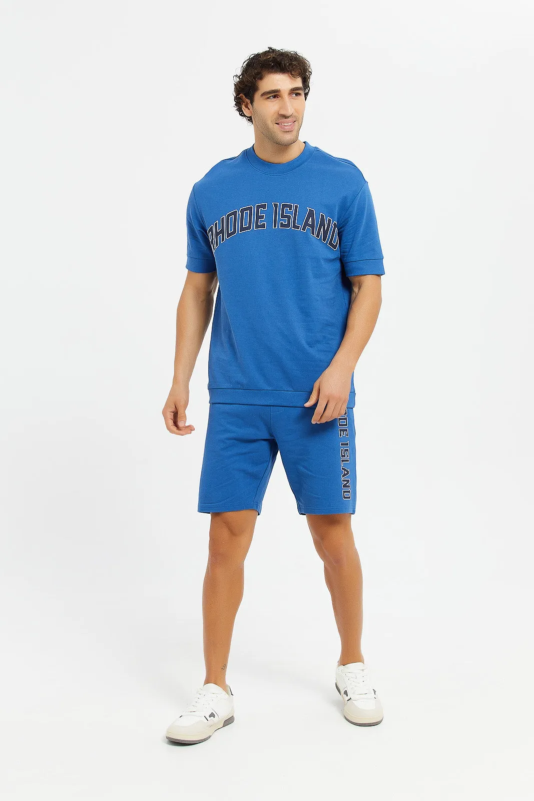 Men Blue Varsity Lounge Shorts