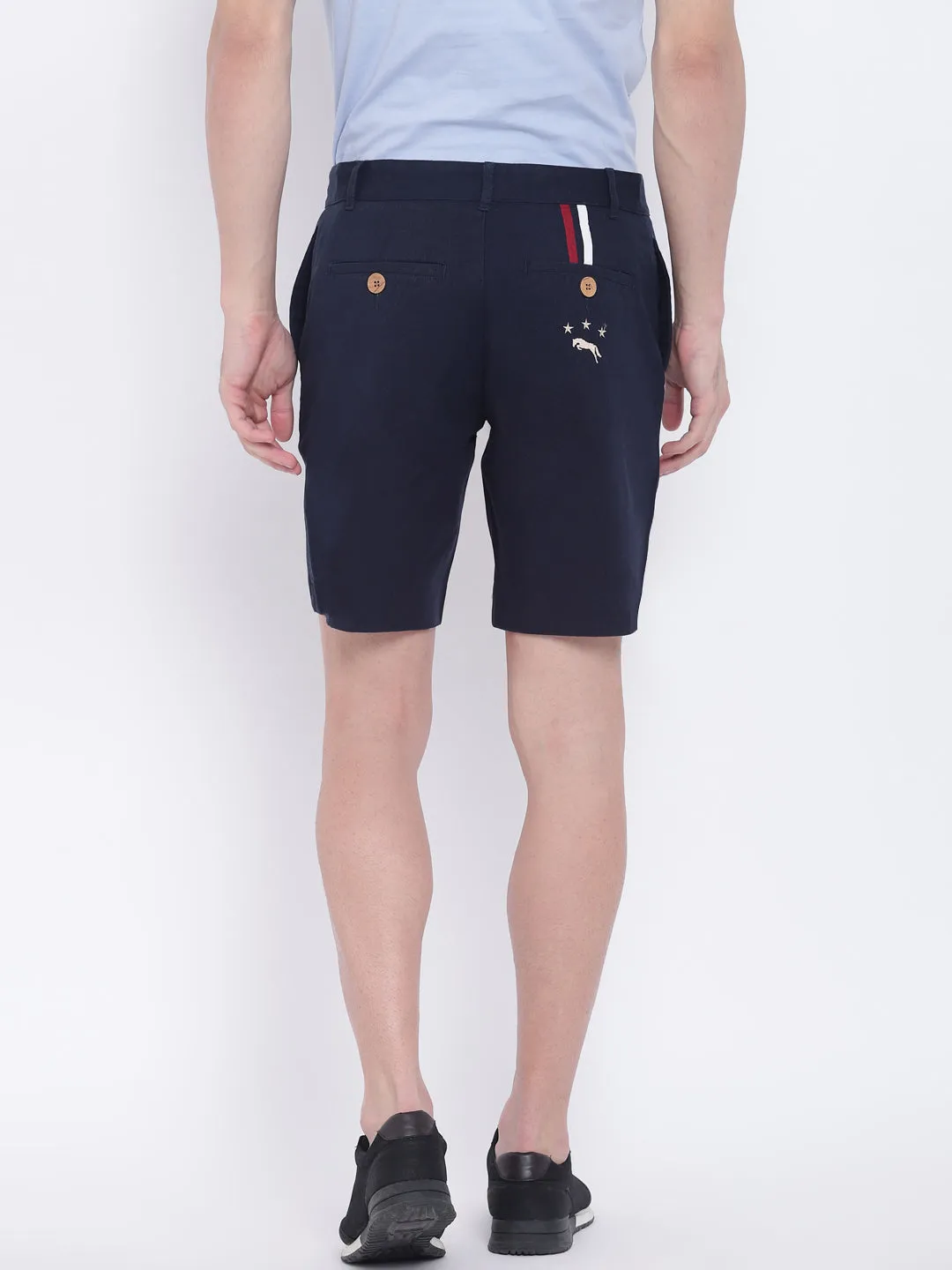 Men Casual Printed Navy Blue Chinos Shorts