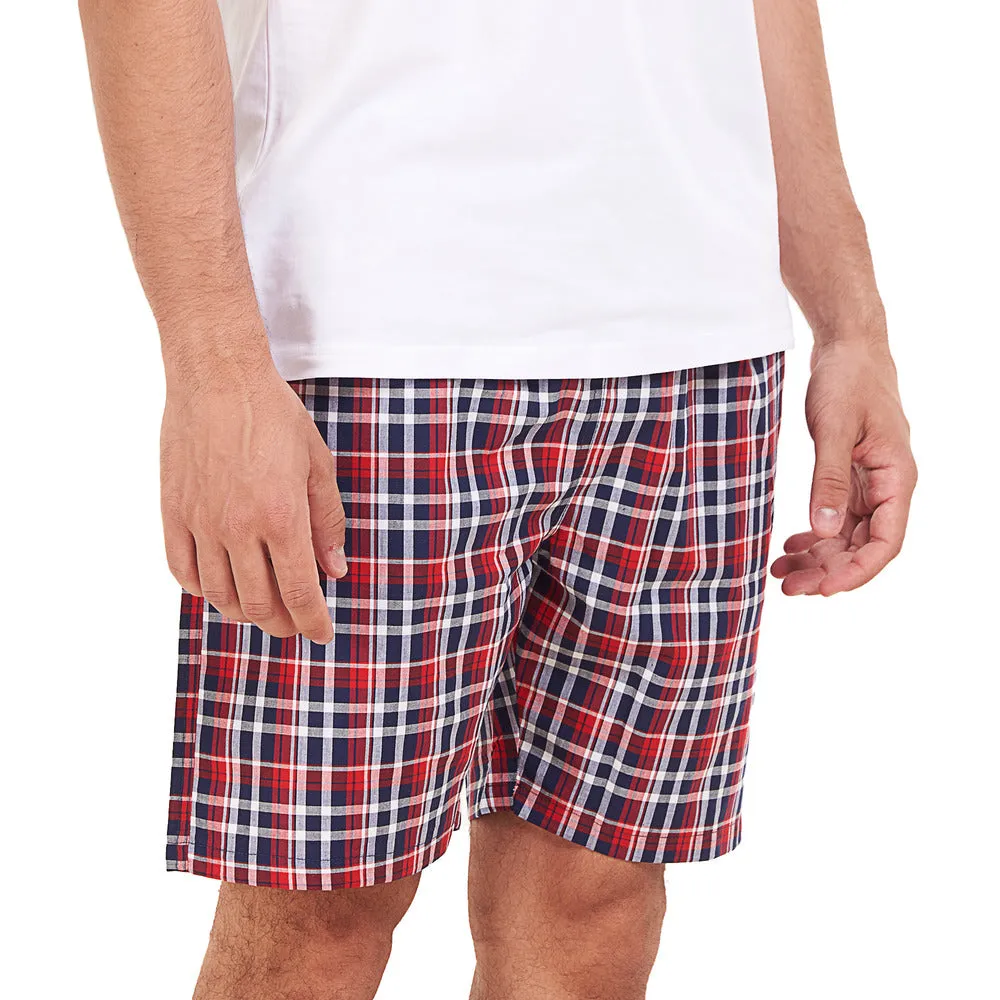 Men summer Dark Blue x Red Checkered shorts