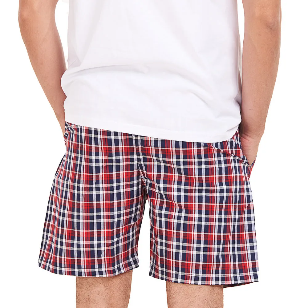 Men summer Dark Blue x Red Checkered shorts