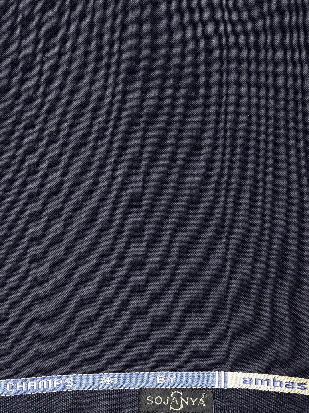 Men's Cotton Blend Navy Blue Unstitched Trouser Fabric  - Sojanya