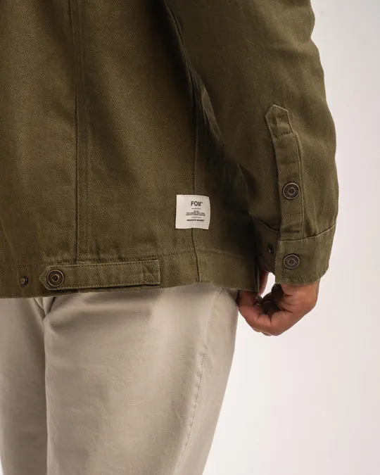 Mens Cotton Canvas Shacket - Dark Olive