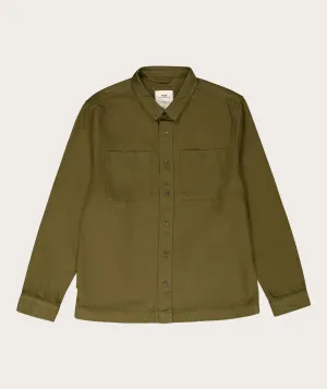 Mens Cotton Canvas Shacket - Dark Olive