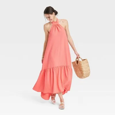 New - Women's Halter Hi-Lo Midi Dress - A New Day