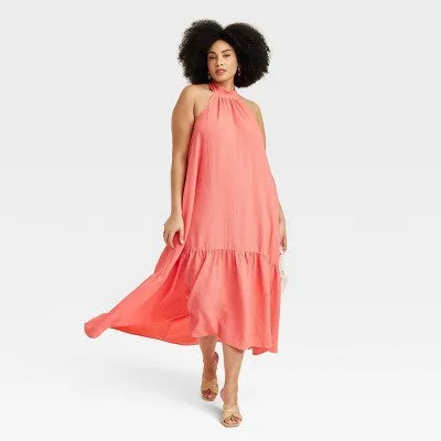 New - Women's Halter Hi-Lo Midi Dress - A New Day