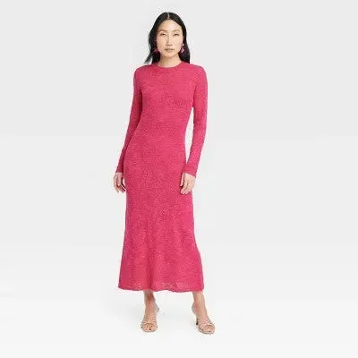 Open Box - Women's Long Sleeve Maxi Pointelle Dress - A New Day