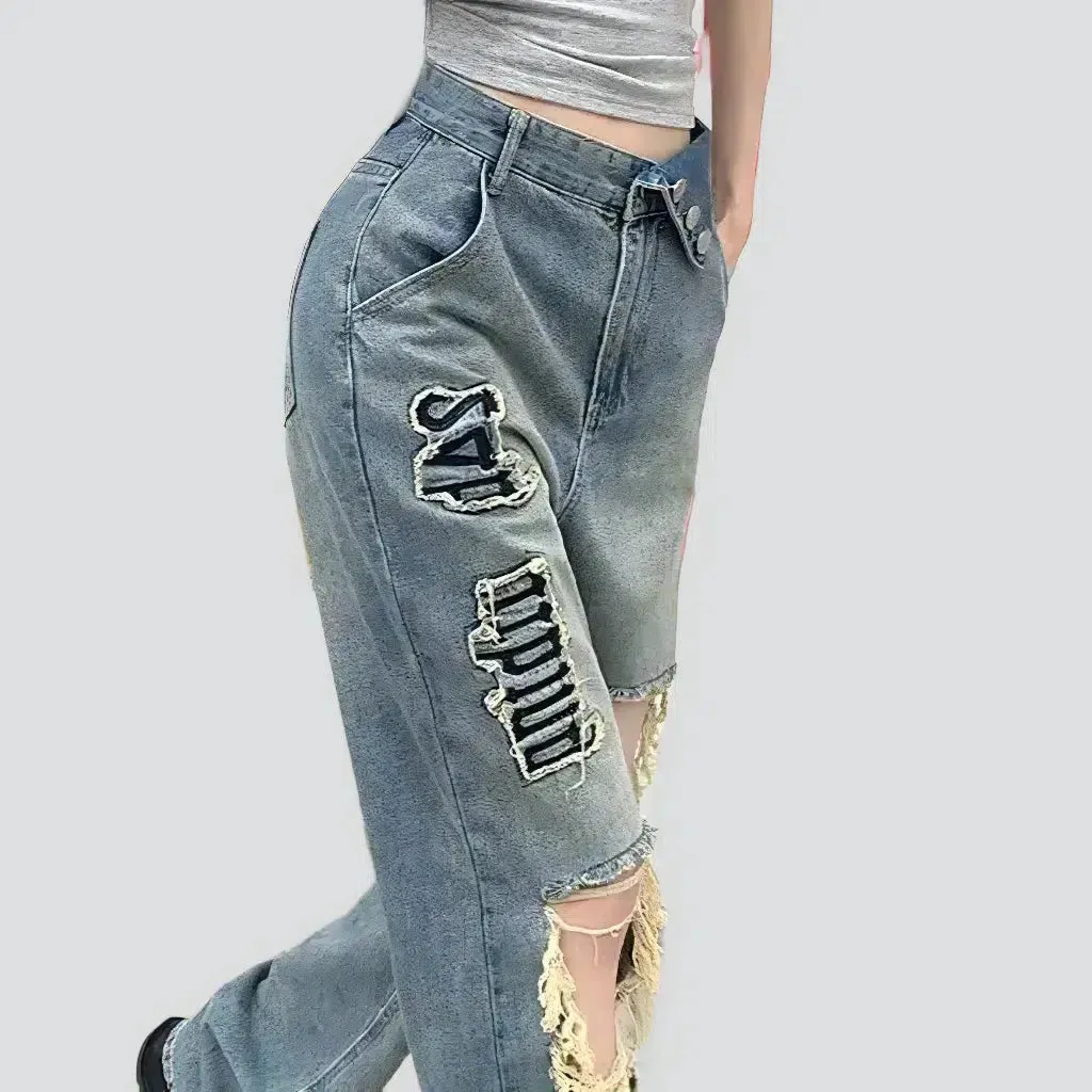 Painted vintage jeans
 for women