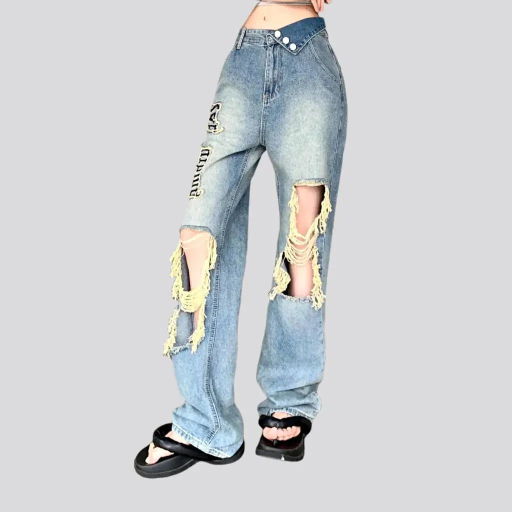 Painted vintage jeans
 for women