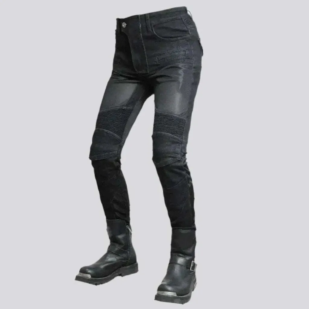 Patchwork biker jeans
 for women