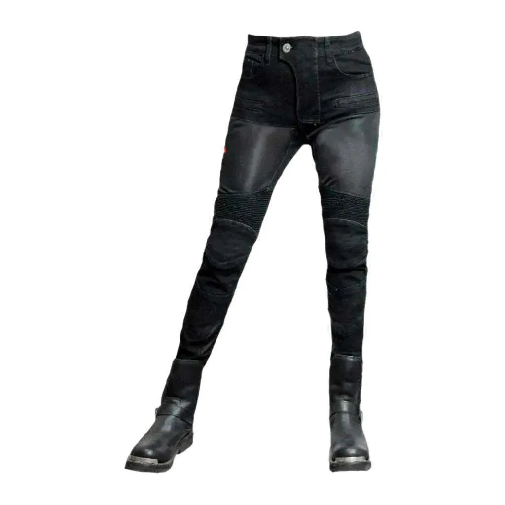 Patchwork biker jeans
 for women