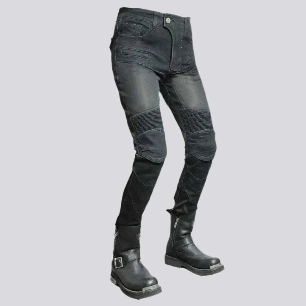 Patchwork biker jeans
 for women