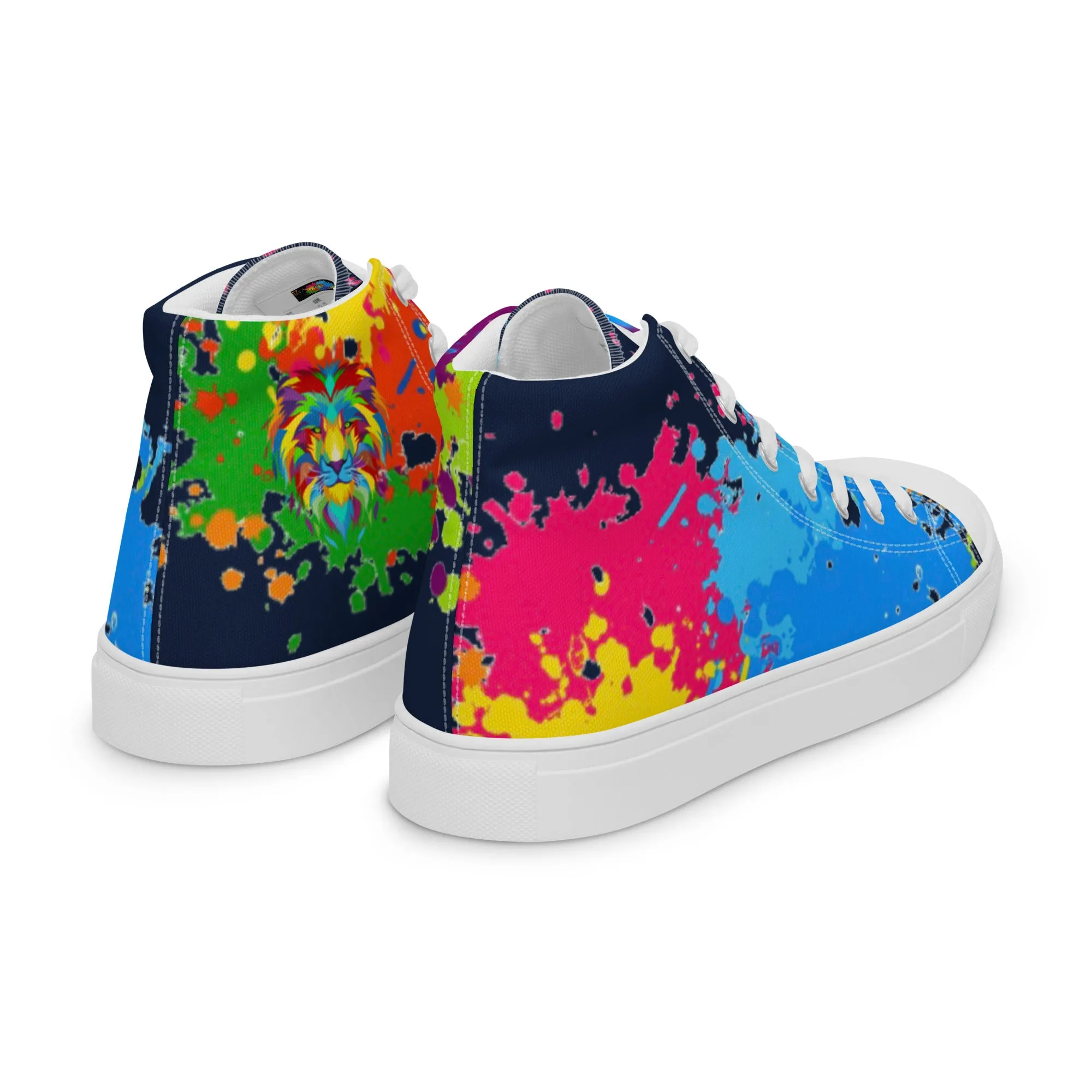 PORCHBOYZ (NAVY) PAINT SPLATTER Men’s high top canvas shoes