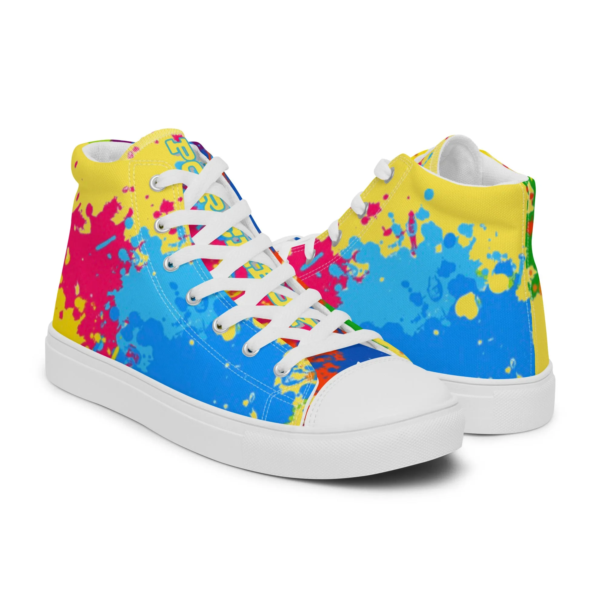 PORCHBOYZ (YELLOW) PAINT SPLATTER Men’s high top canvas shoes