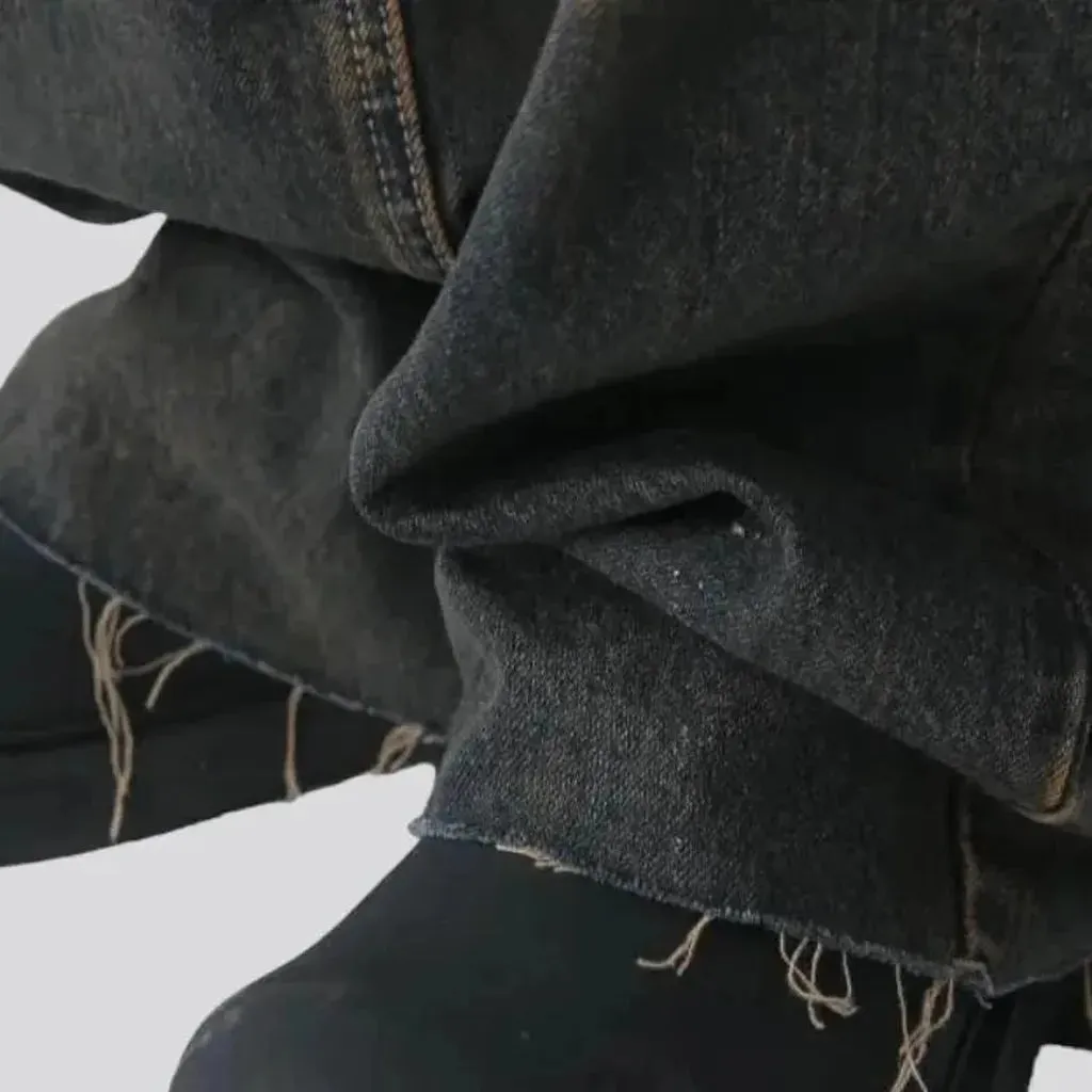 Raw-hem sanded jeans
 for men