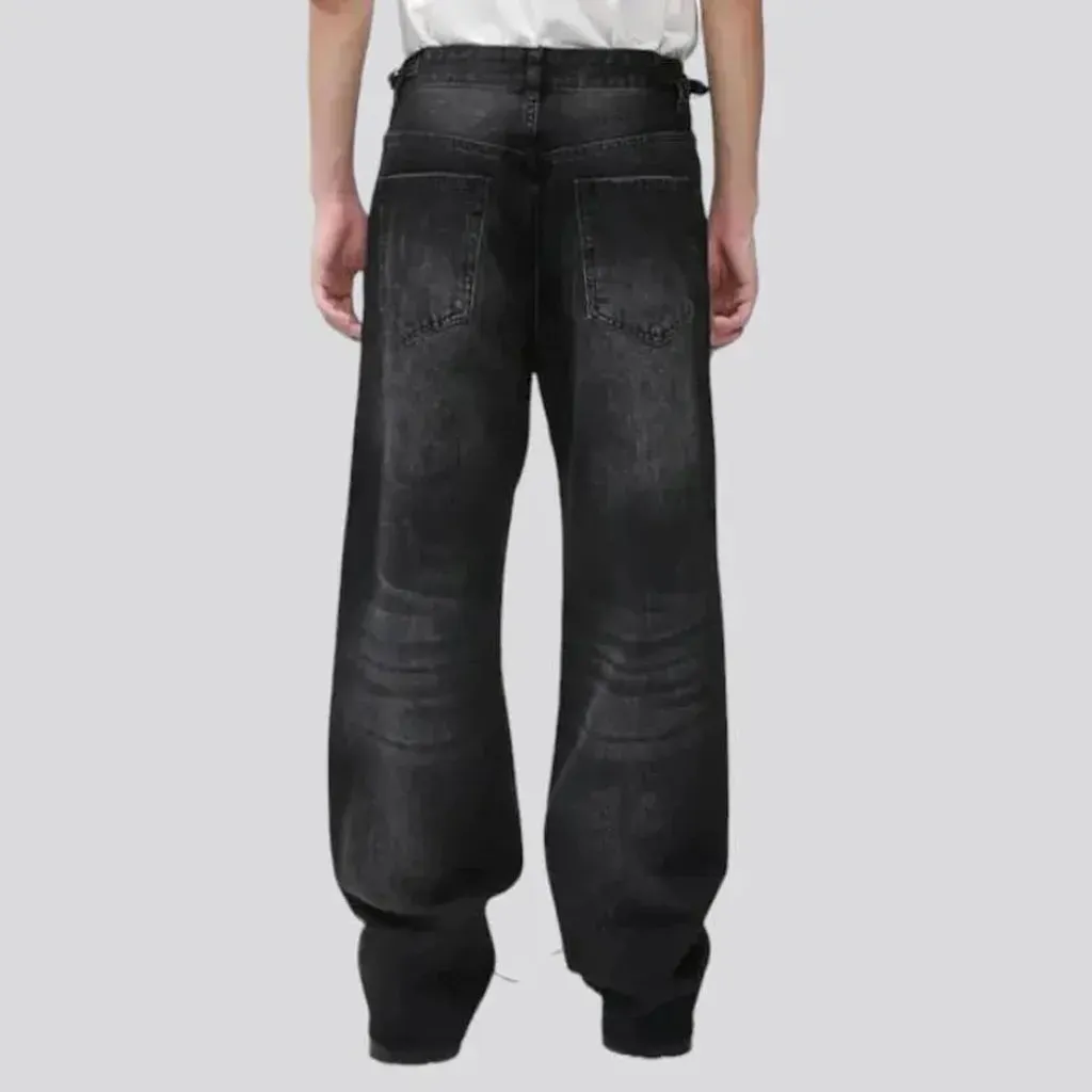 Raw-hem sanded jeans
 for men