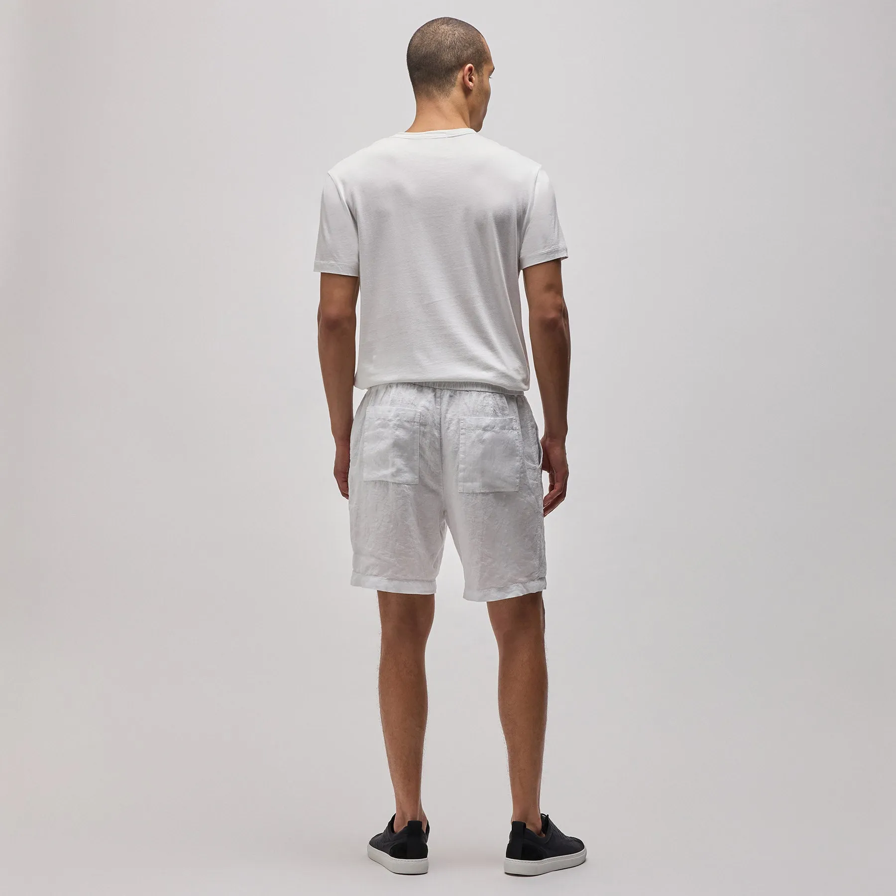 Relaxed Fit Linen Short - White