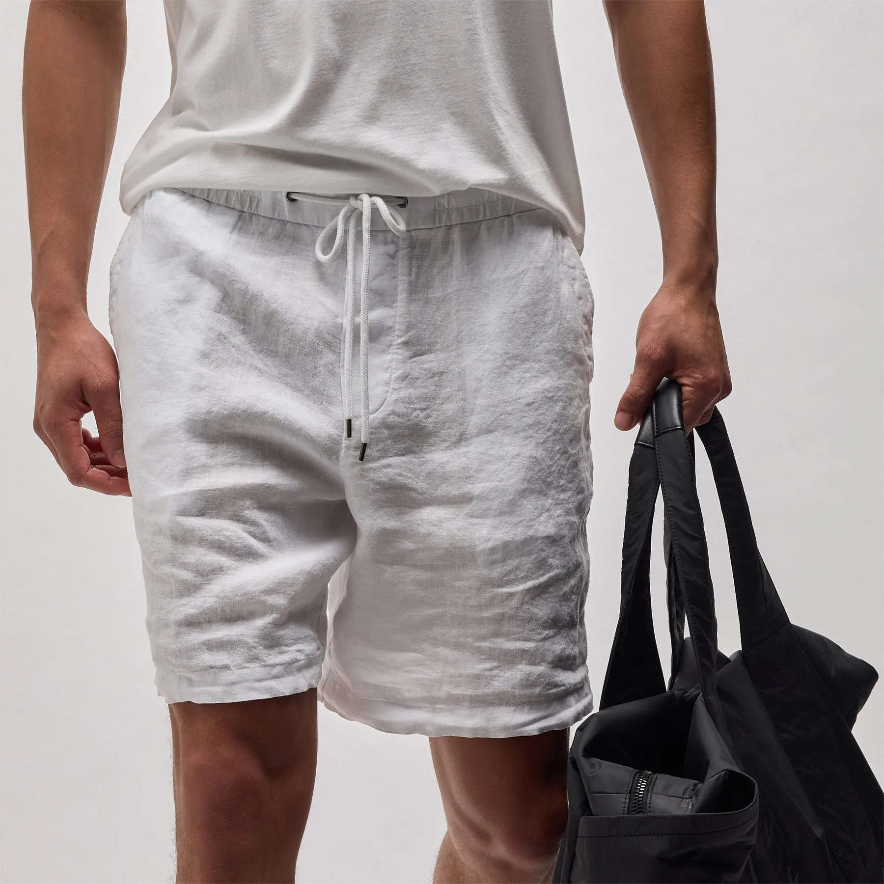 Relaxed Fit Linen Short - White