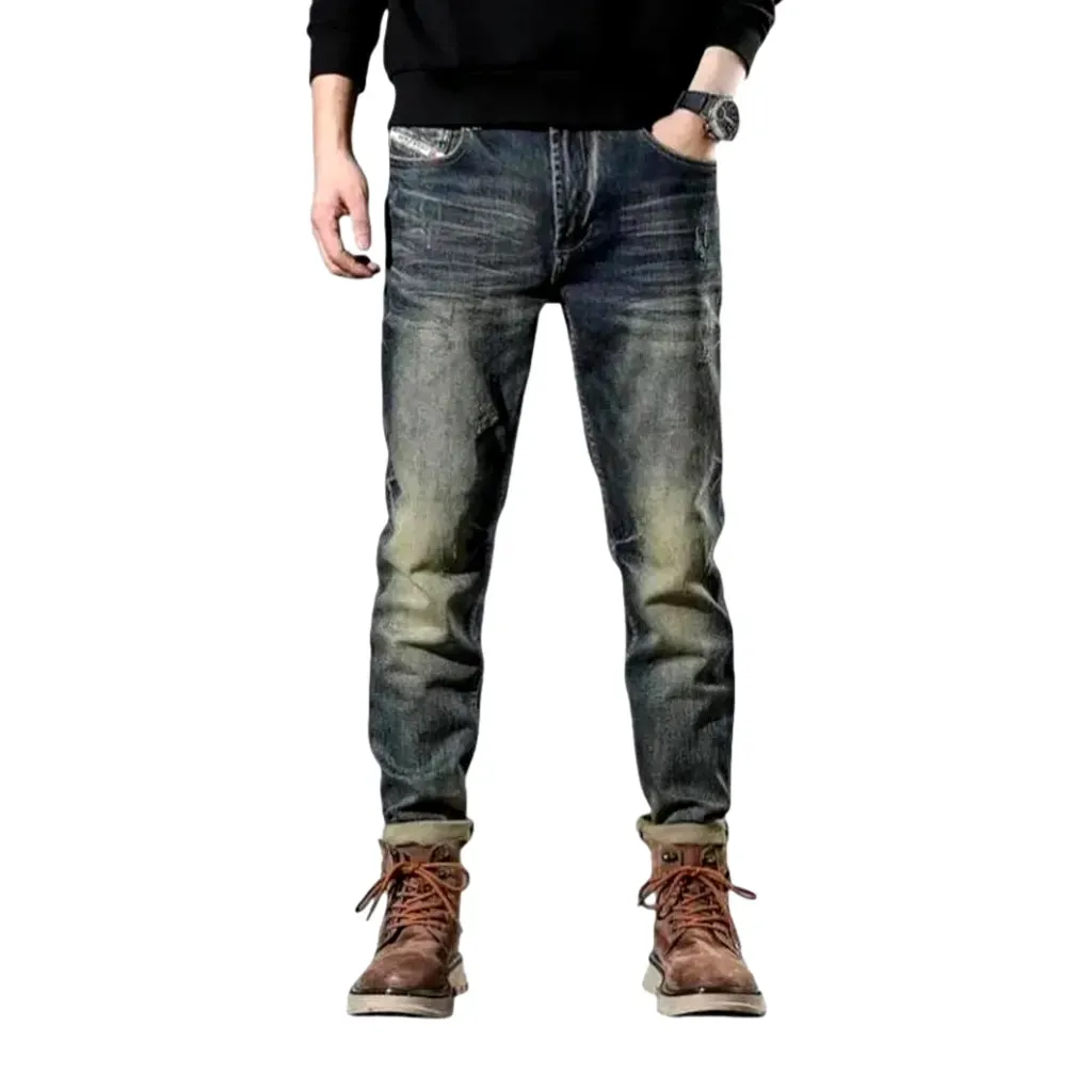 Retro style stretchable jeans for men