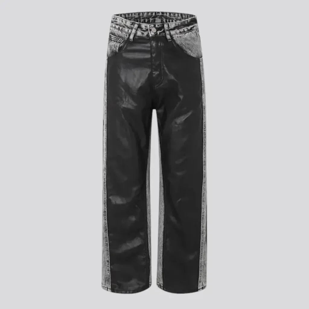 Roomy coated fashion jeans for men