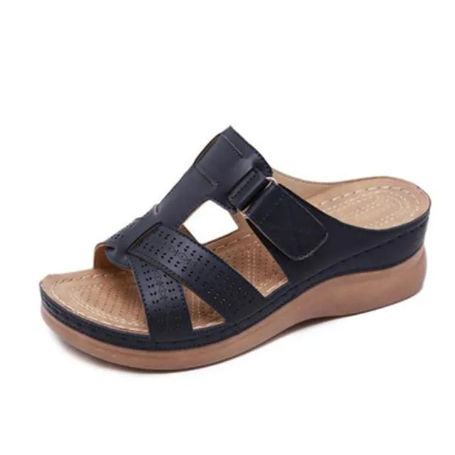 Shoes Woman Summer Sandals For Women Shoes Comfy Soft Women Sandals Retro Wedge Low Heels Shoes Thick Bottom Ladies Sandals