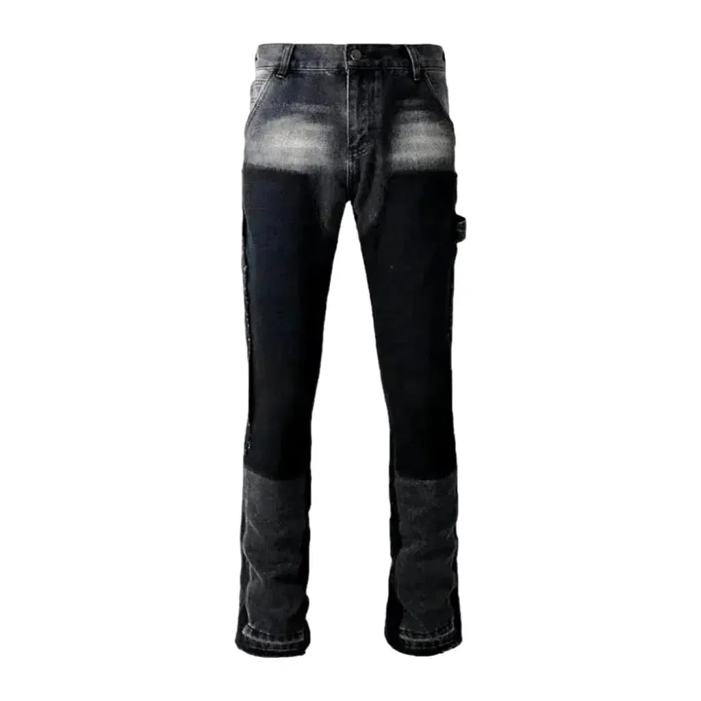 Slim men's color-block jeans