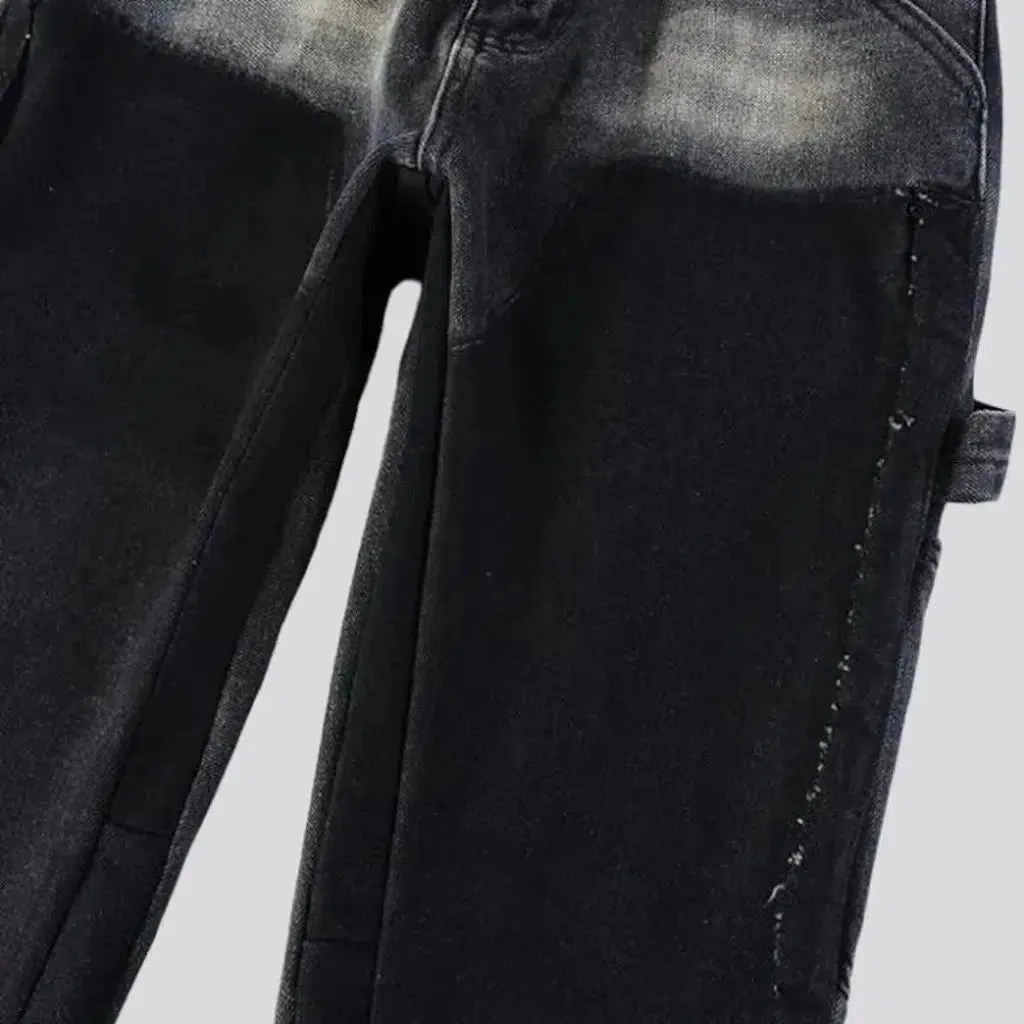 Slim men's color-block jeans