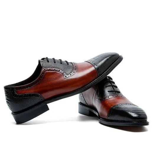 SnakeLux Leather Pointed Toe Oxford Dress Shoes