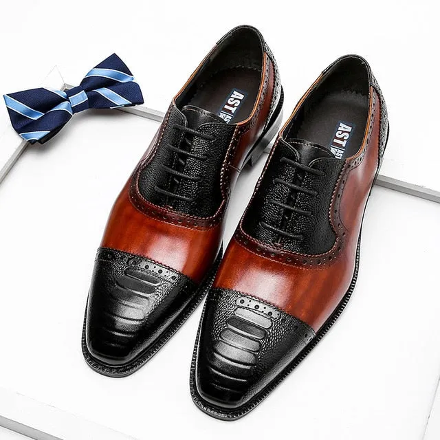 SnakeLux Leather Pointed Toe Oxford Dress Shoes