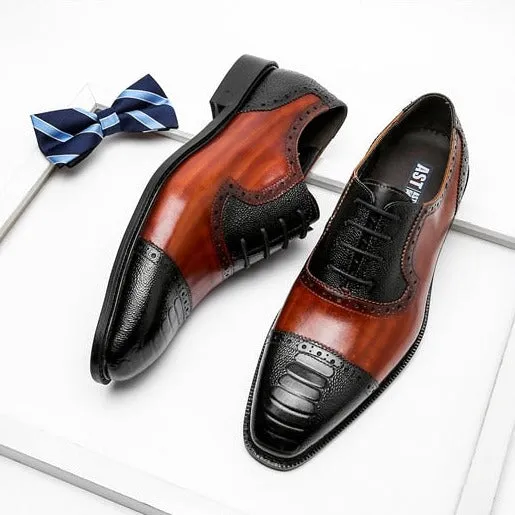 SnakeLux Leather Pointed Toe Oxford Dress Shoes