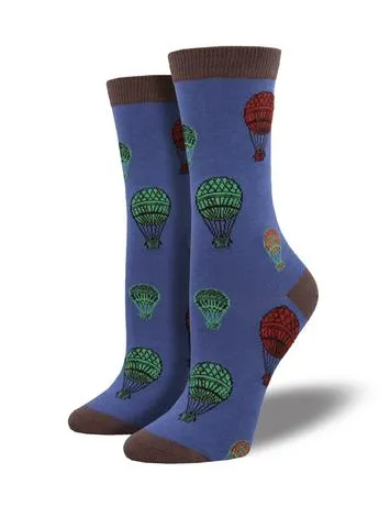 SockSmith Bamboo Women Crew Vintage Hot Air Periwinkle