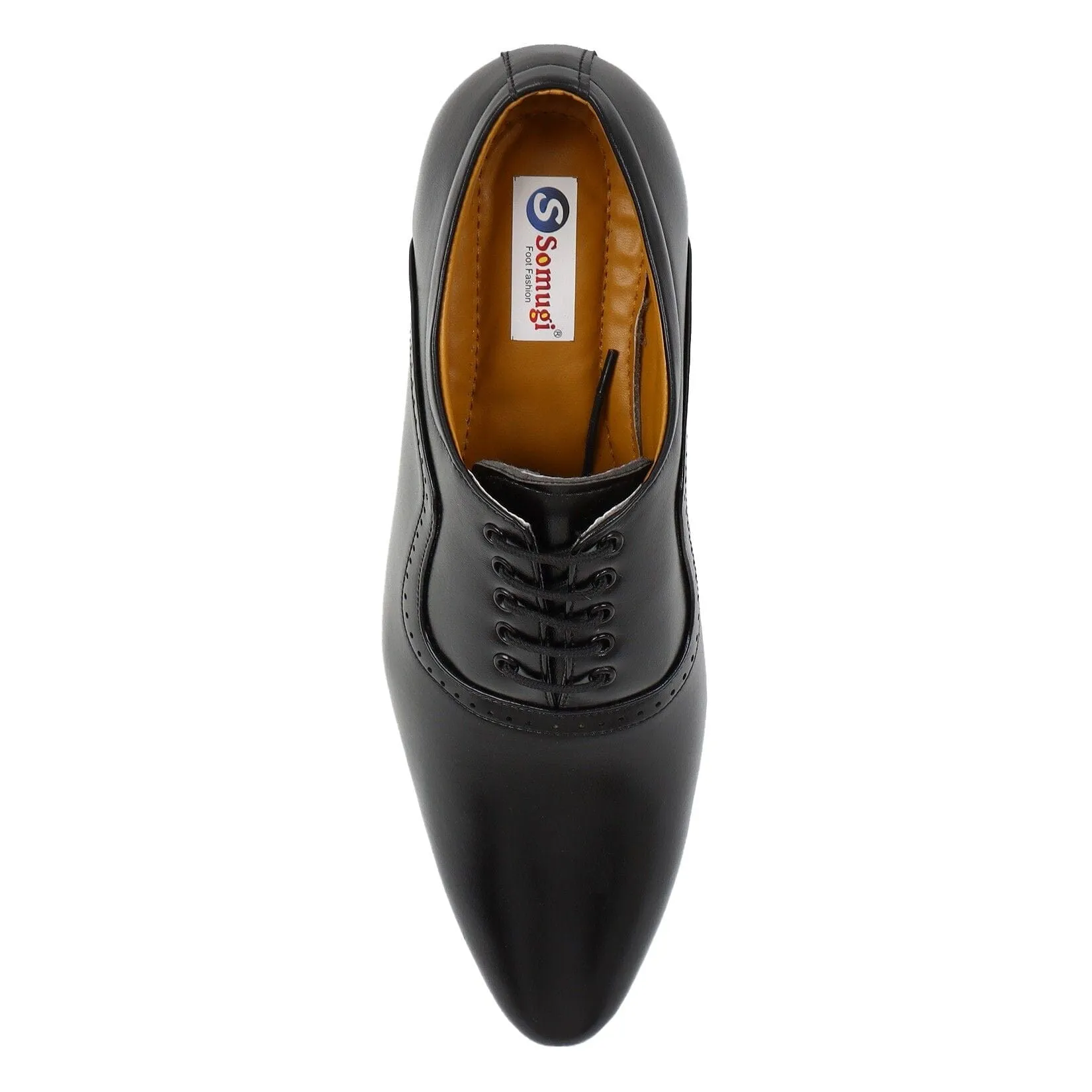 Somugi Black Lace up Formal Shoes for Men made by Artificial Leather