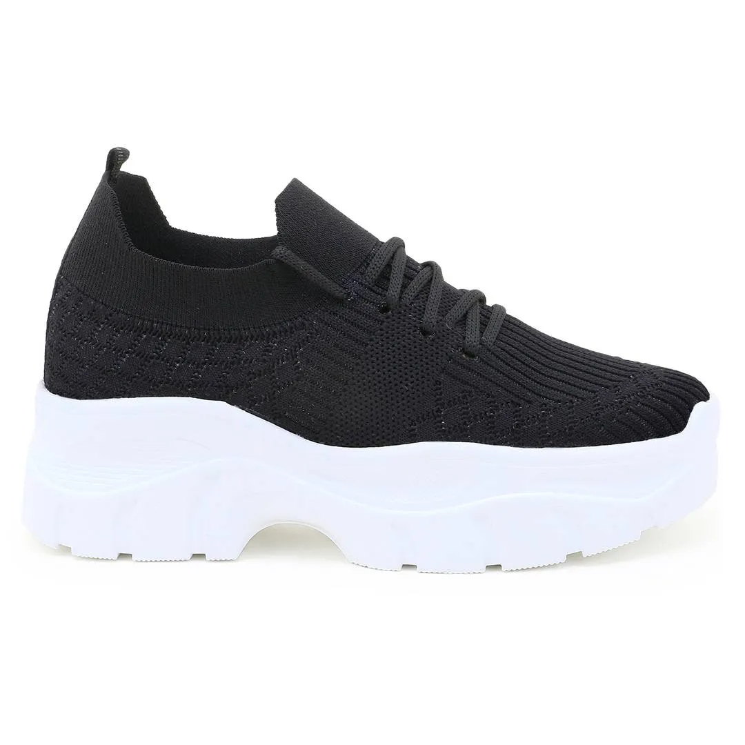 Stylish Black Mesh Sports Shoes