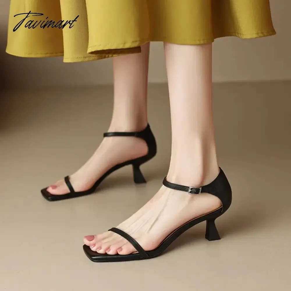 TAVIMART -  Summer Women Shoes Genuine Leather High Heels Party Shoes Sexy Women Sandals Thin Heel Shoes for Women sandálias femininas