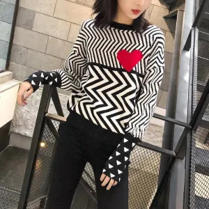 Thick Chevron Pattern Valentine Sweater