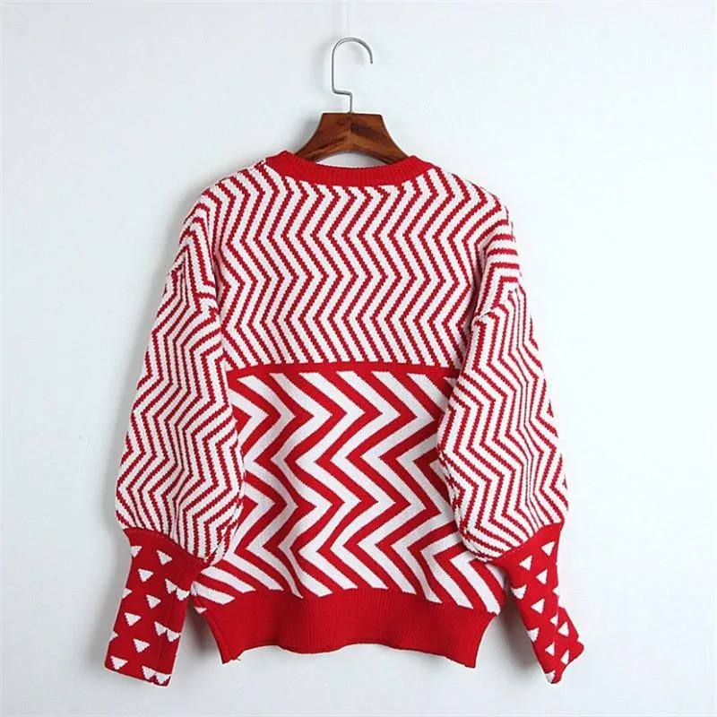 Thick Chevron Pattern Valentine Sweater