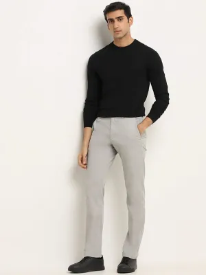 WES Casuals Grey Cotton Blend Slim Fit Mid Rise Chinos