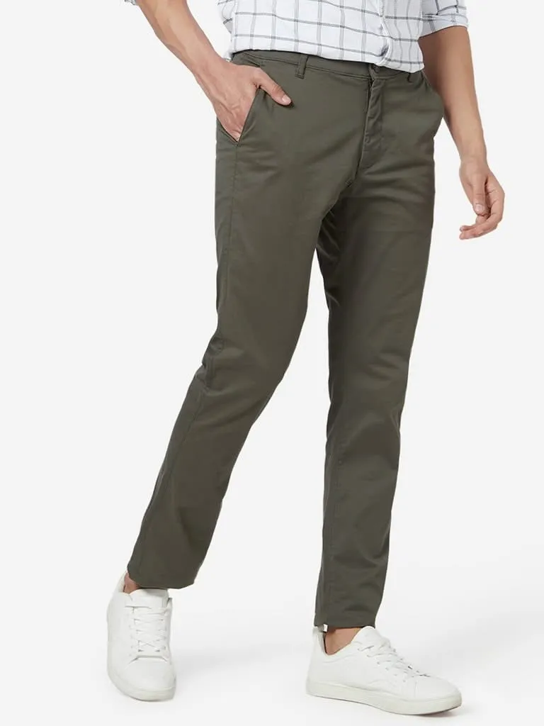 WES Casuals Light Olive Slim-Fit Chinos