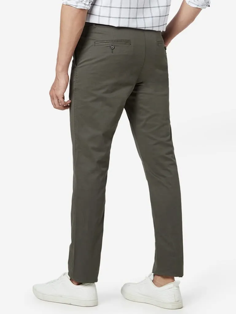 WES Casuals Light Olive Slim-Fit Chinos