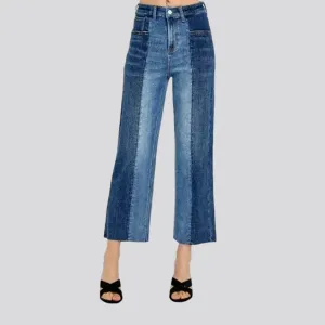 Whiskered mid-waist jeans
 for women