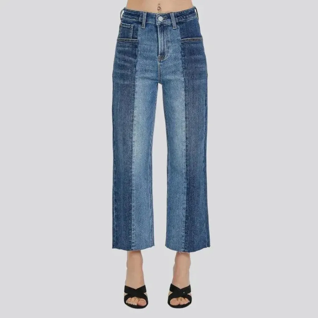 Whiskered mid-waist jeans
 for women