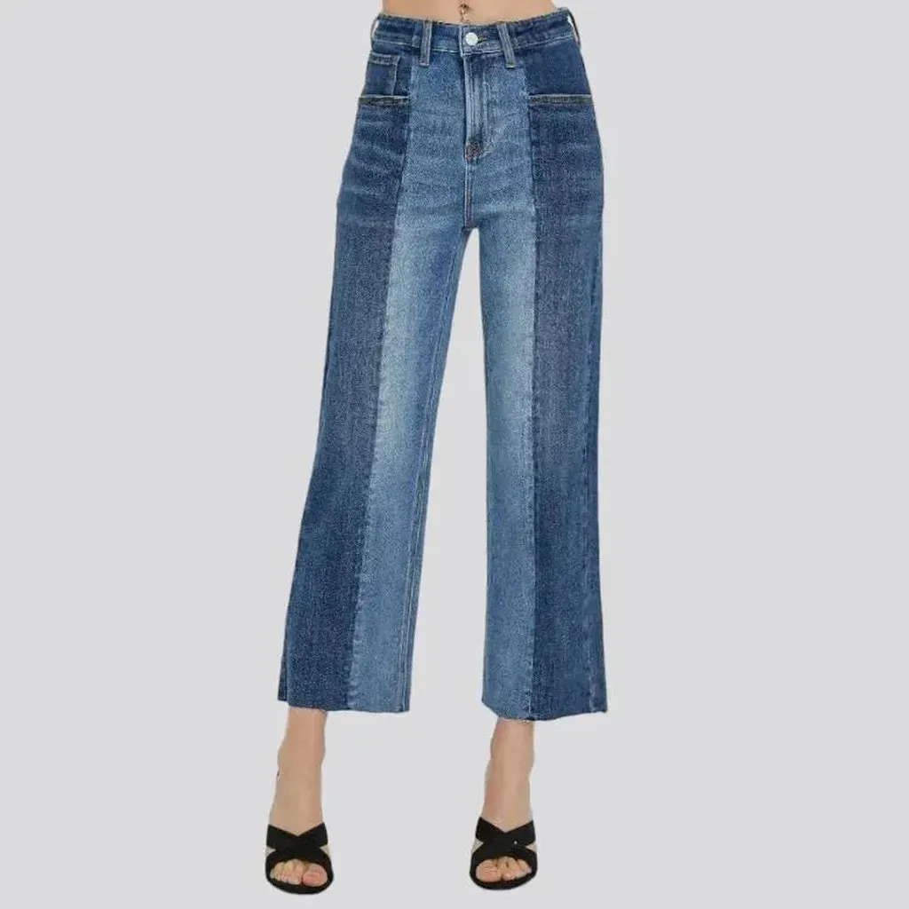 Whiskered mid-waist jeans
 for women