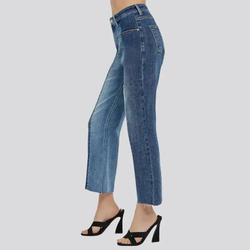 Whiskered mid-waist jeans
 for women