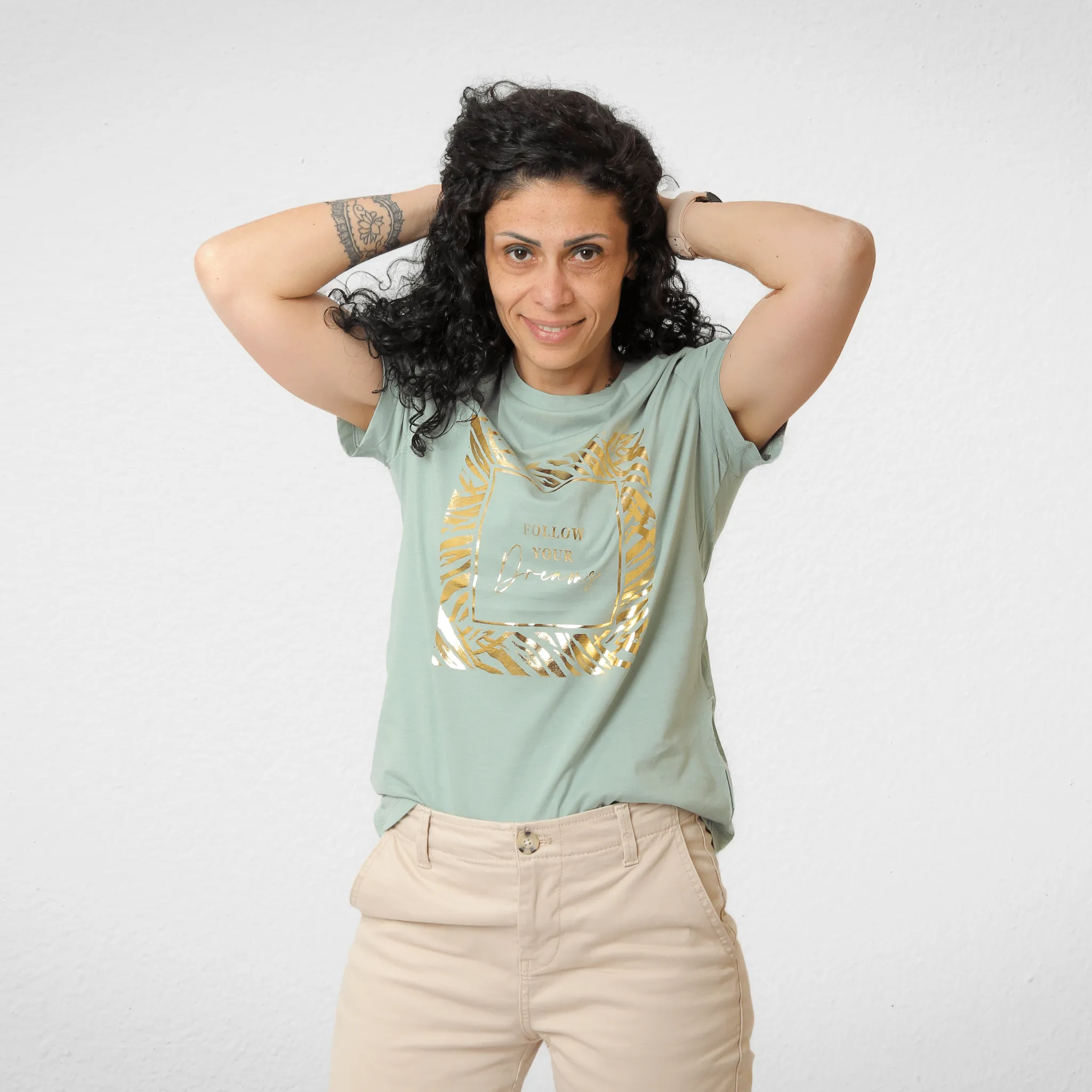 Women Tshirt - تصنيع محلي - Oil Green