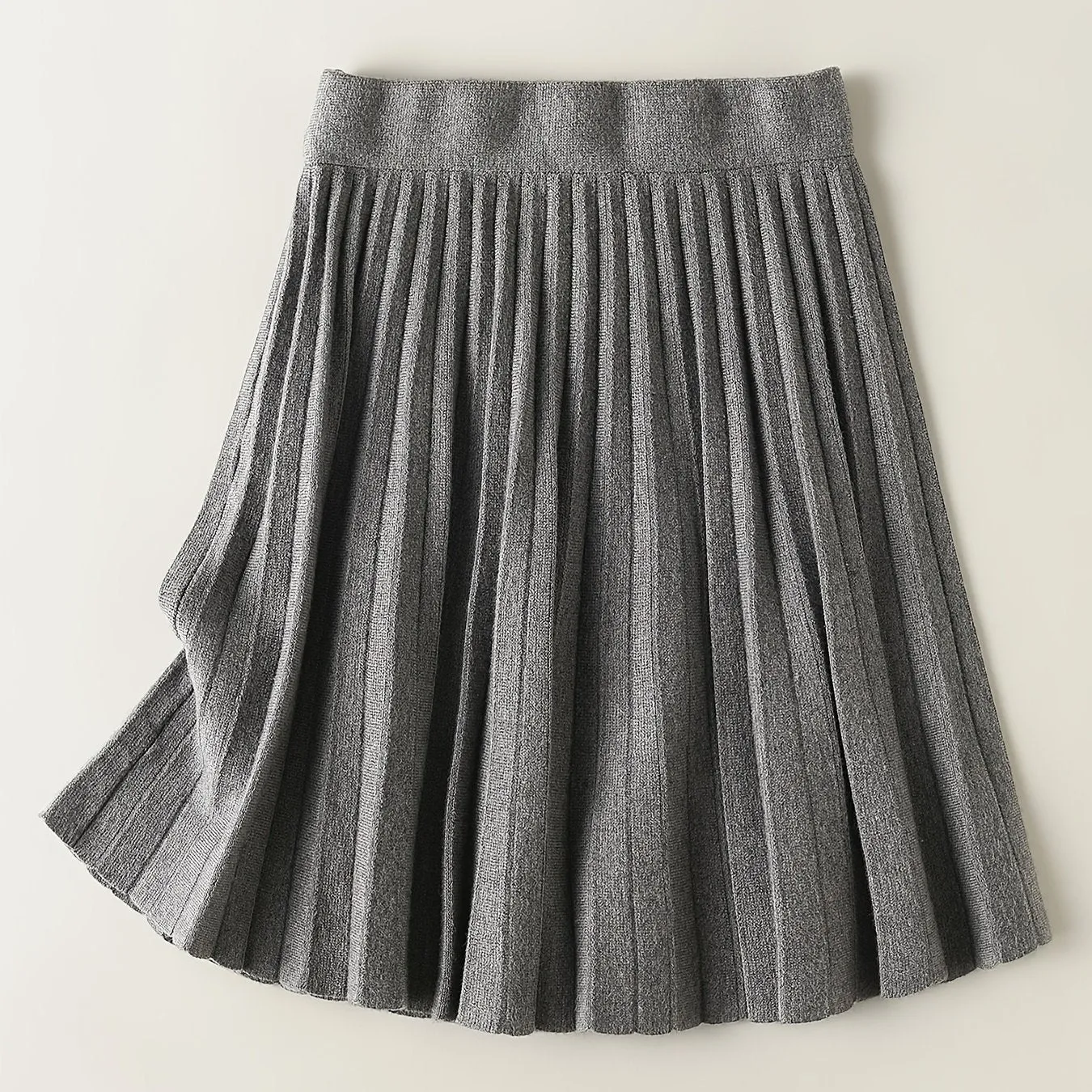 Women's Petite Solid Pleated Stylish Elastic High Waist Casual Every Day Skirts